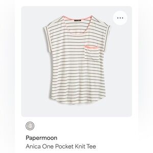 Papermoon Anica Striped Top with Orange Trim and buttons down the back Large